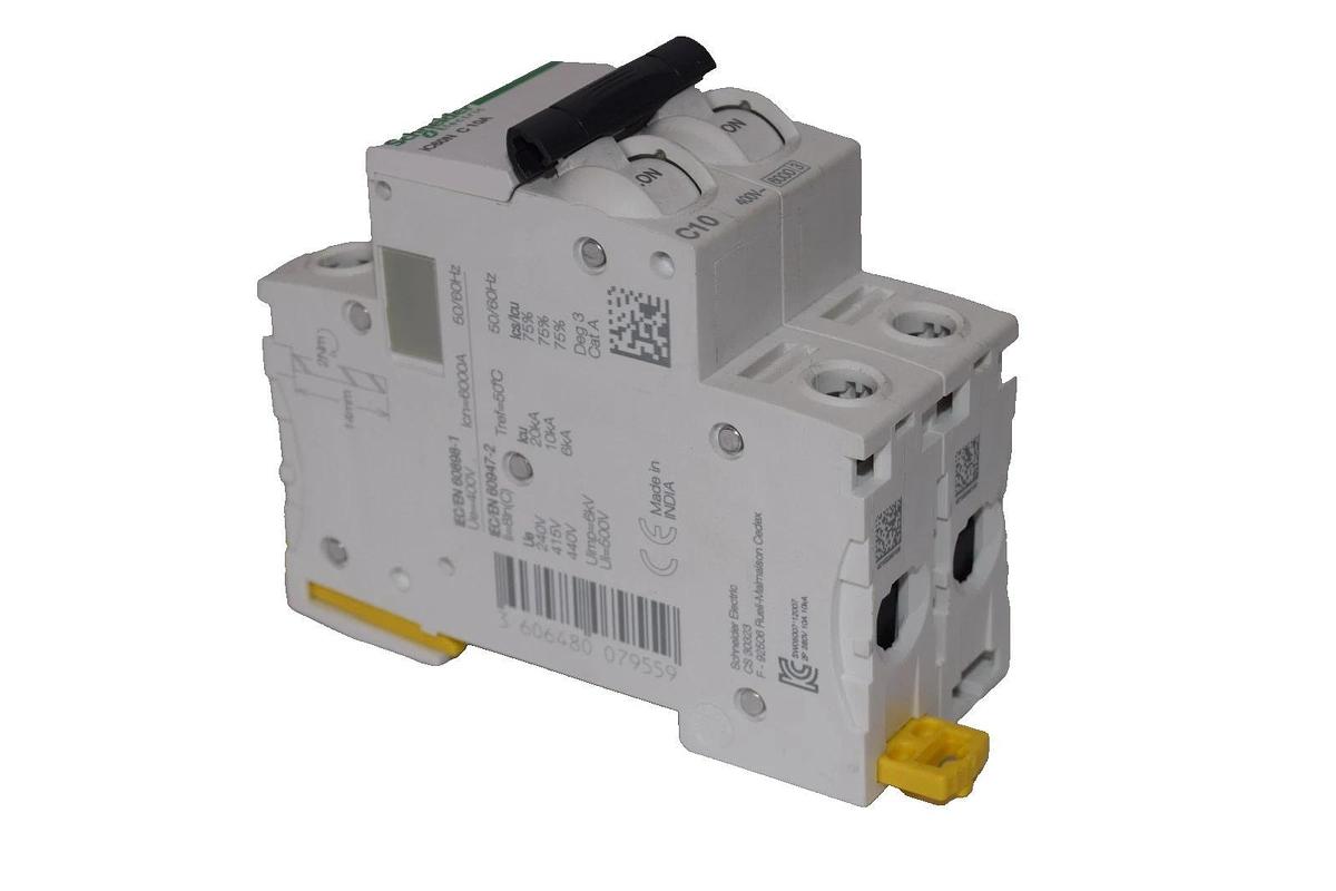 Used SCHNEIDER ELECTIRC iC60N C 10A , CNS14816-2 2P 400V Miniature Circuit Breaker