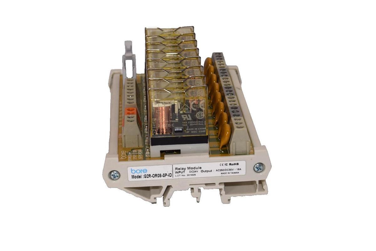 Used BORE G2R-OR08-SP-ID , G2R-0R08 24Vdc 16A 8-Channel Relay Module