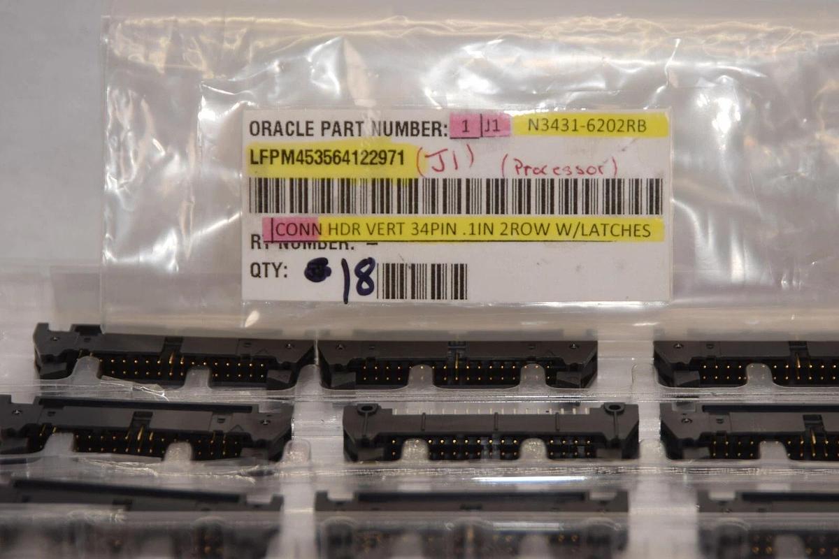 (NEW -Lot of 18) 3M 3431 , N3431-6202RB Connector Header Vertical 34 Pin 1" 2Row