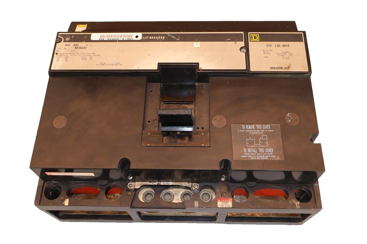Used Square D 600A Circuit Breaker NA36600 600 Amp Frame 3Pole