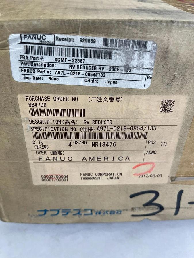 Fanuc Nabtesco Precision Reduction Gear RV Axis Reducer A97L-0218-0854/133 *NEW*