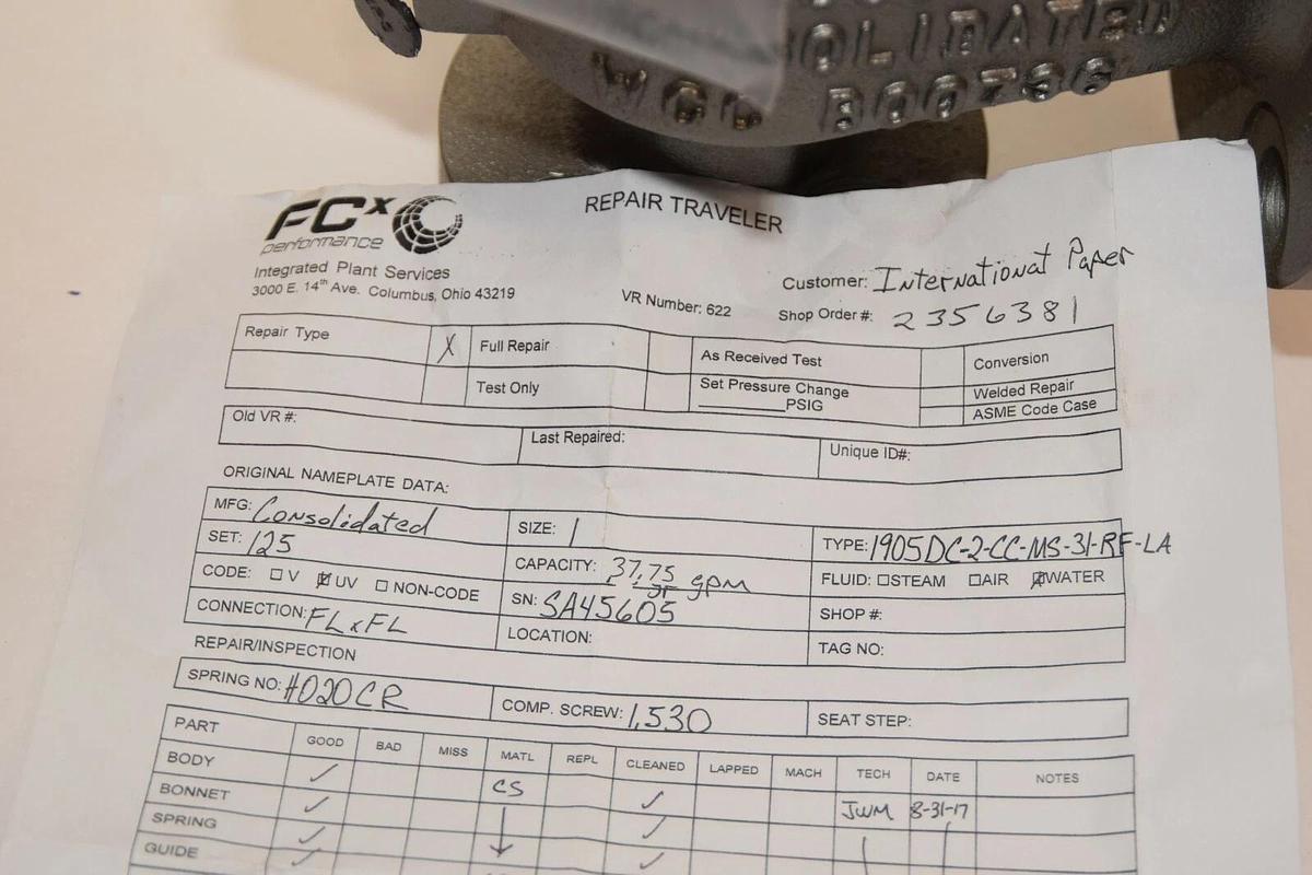 DRESSER 1905DC-2-CC-MS-31-RF-LA 1" 125psi 37.75 GPM Flanged Relief Valve