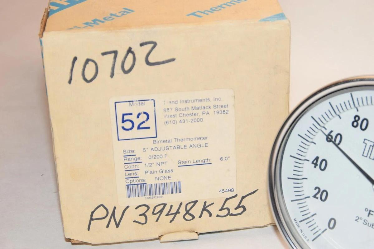 (NEW) TREND INSTRUMENTS INC Model 52 5" Adjustable Angle Bimetal Thermometer