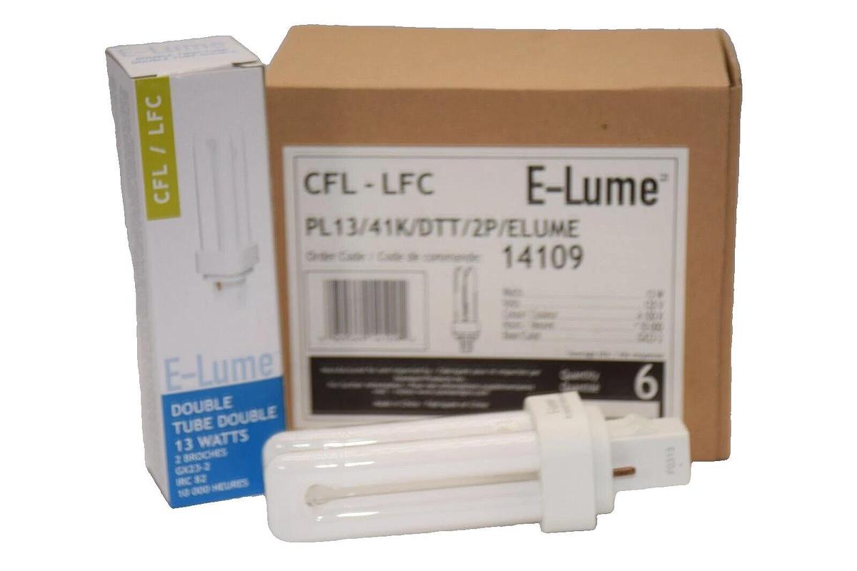 (NEW -Box 6) E-LUME CFL-LFC PL13/41K/DTT/2P/ELUME , 14109 13W Fluorescent Lamp
