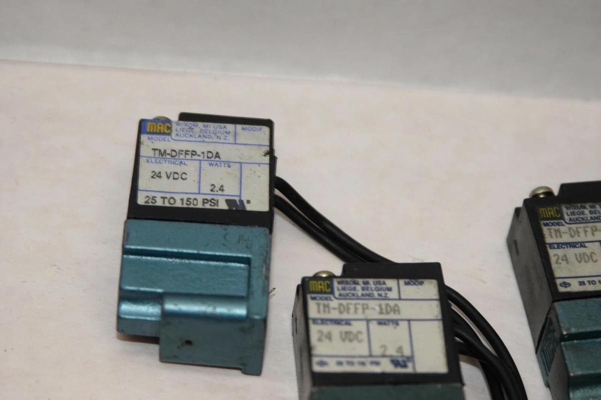 Used (Lot of 4) MAC VALVES TM-DFFP-1DA 150psi 24Vdc 2.4W Solenoid Valve