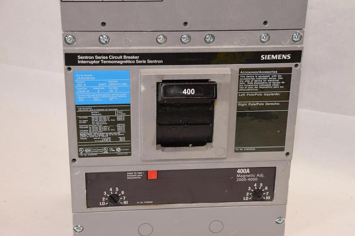 (NEW) SIEMENS JXD22B400 400A Amp 2P Sentron Circuit Breaker