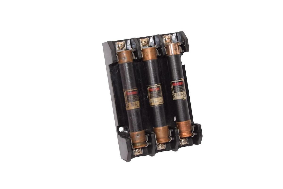 Used Marathon 6F30A3SP 600V 600V 30A Fuse Holder with (3) FRS-R-20 20A Fuse