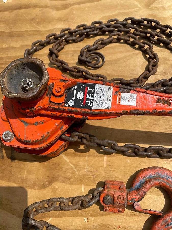 Used JET 3 Ton MiniMite Puller Leaver Chain Hoist Come Along 6,000lb MM355 15ft chain