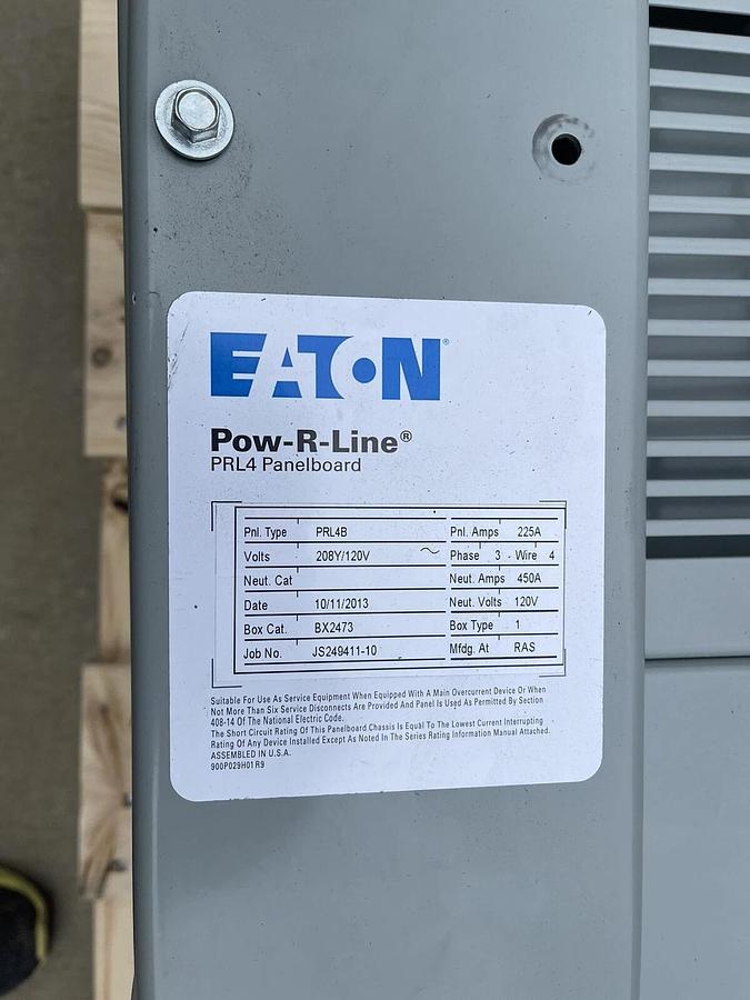 Used Eaton PRL4B Cutler-Hammer, Panelboard Bypass Panel, 208Y 120V, 225A, POW-R-LINE