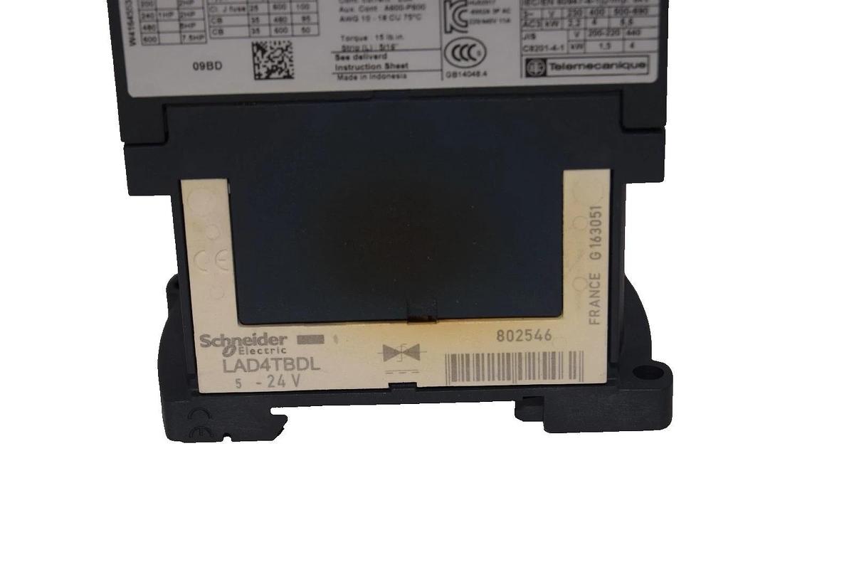 Used SCHNEIDER ELECTIRC LAD4TBDL , LC1 D09 , LC1D09 25A 24Vdc Contactor