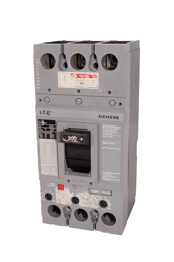 Used Siemens I-T-E Circuit Breaker 200 Amp 200A w/ Chassis HFD63F250 3 Pole 200a trip