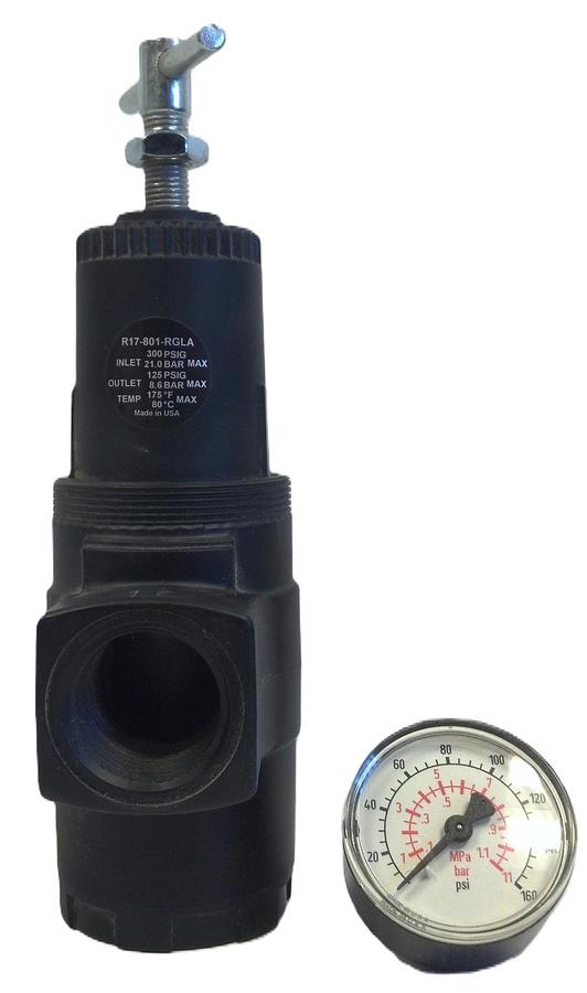 (NEW) NORGREN R07-102-RNEA Regulator with Meco 100 0-15psi Gauge