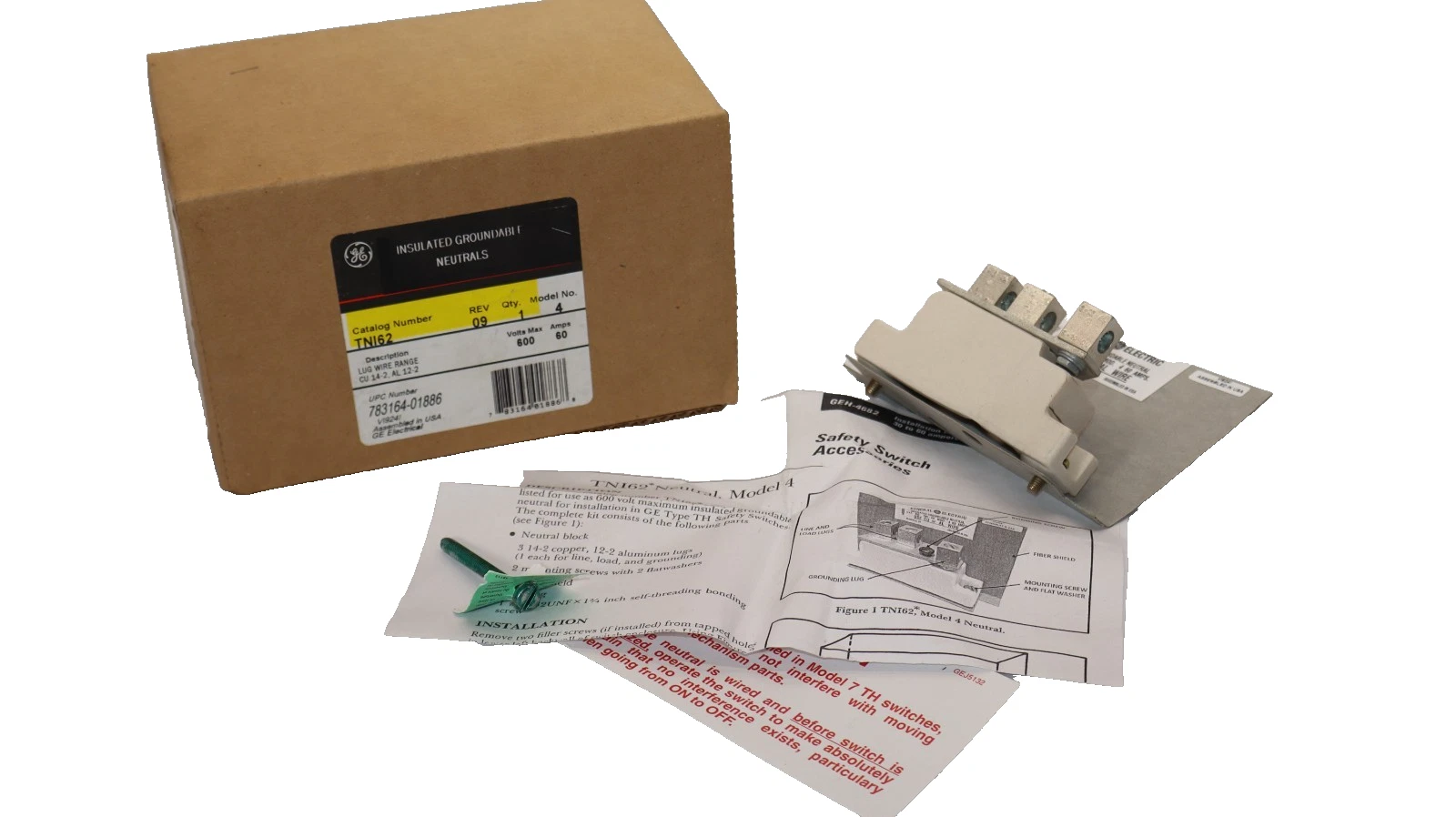 GE Insulated Groundable Neutral TNI62 600VAC 250DC 60Amp (Lot of 3)