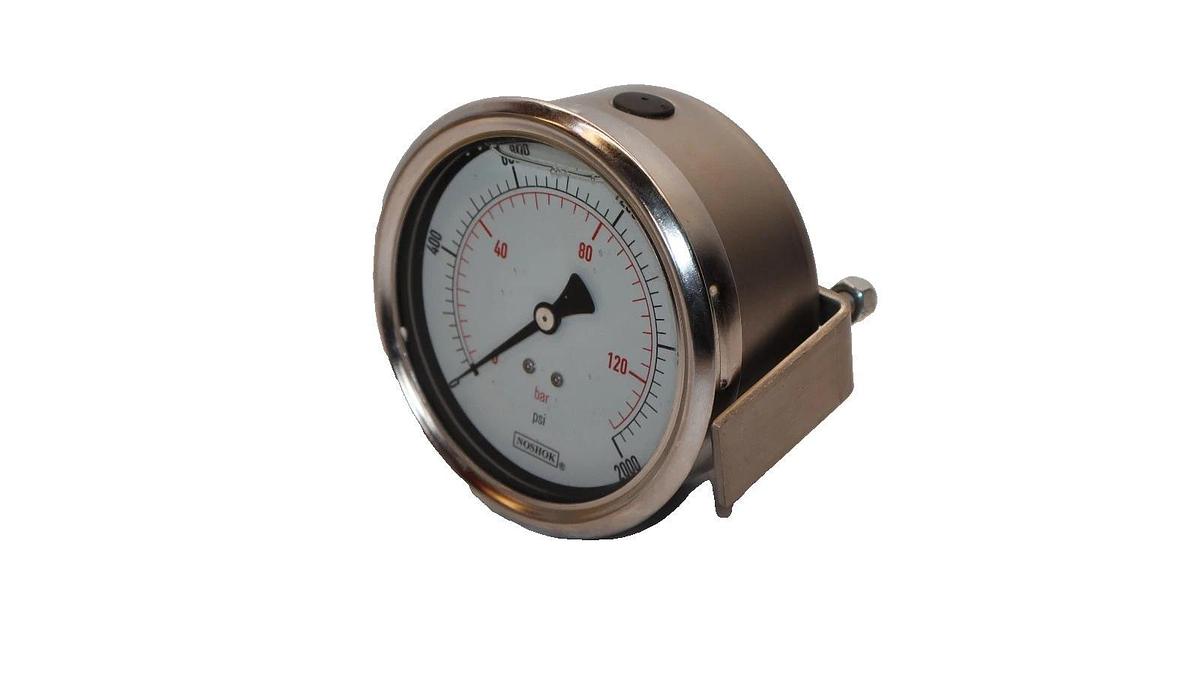 NOSHOK Gauge Back Connection 0-2000psi 1/4 NPT Liquid Filled 137.9 Bar (NEW)
