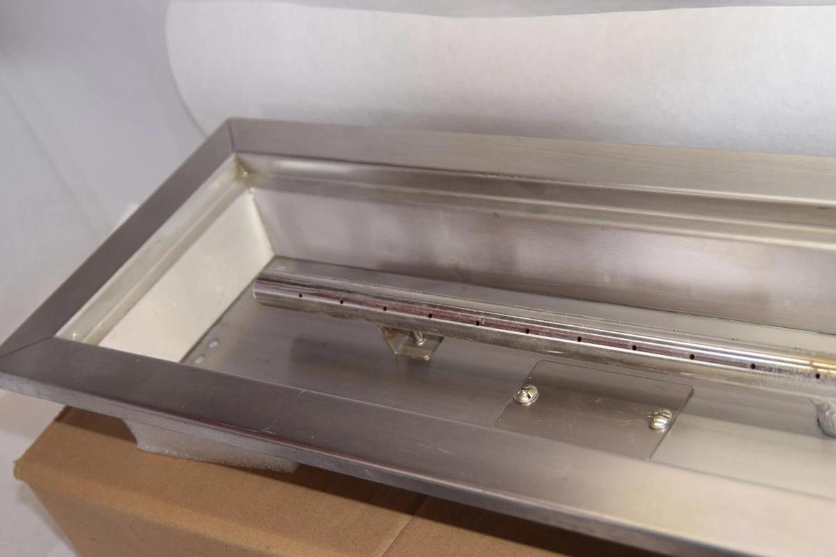 30" x 6" DG Rectangular Stainless Fire Pit Pan, Heavy-Duty Drop-In Pit Pan