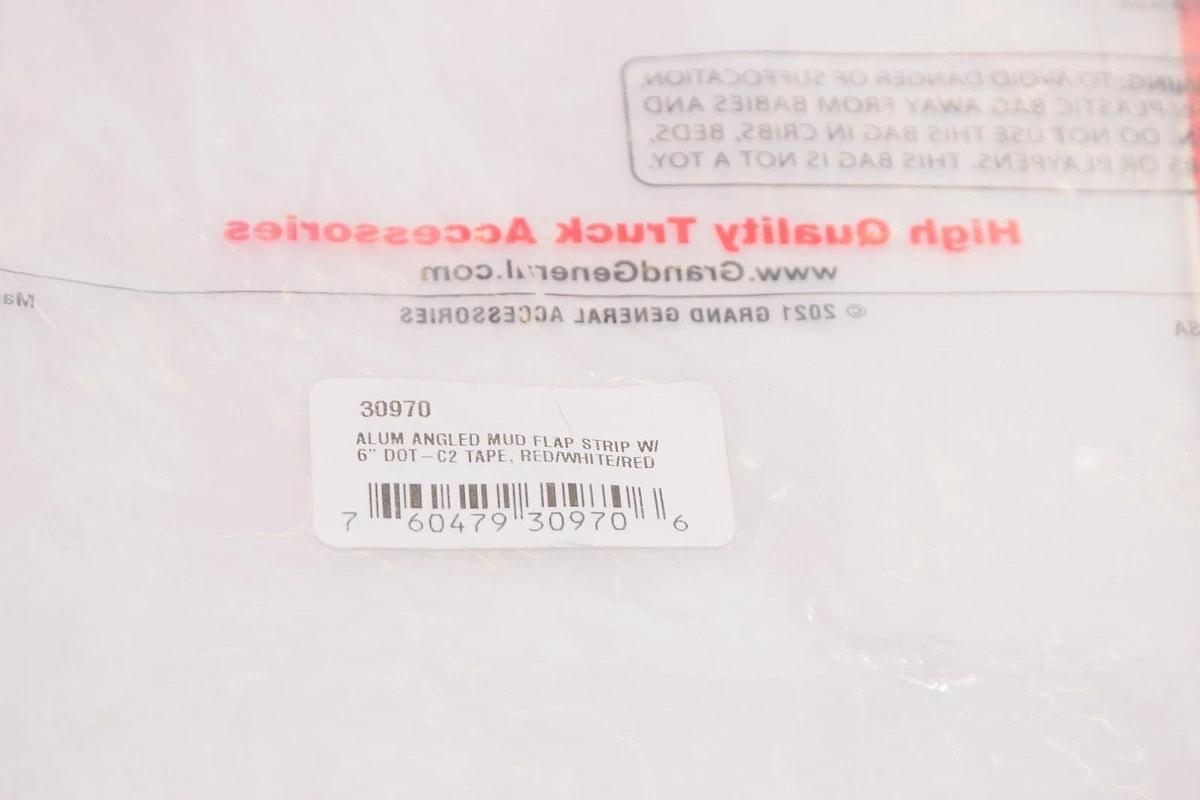 (NEW) GRAND GENERAL 30970 Alum. Angled Mud Flap Reflective with 6" DOT-C2