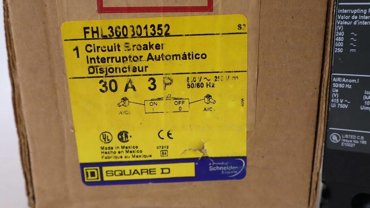 Square D Circuit Breaker 30A FH 30A FH30A FHL360301352 30 Amp 3P (New)