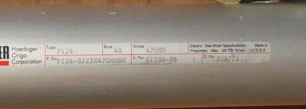 Used Hoerbiger Origa 40mm x 18.5" Stroke P124-S/25X470MMBM