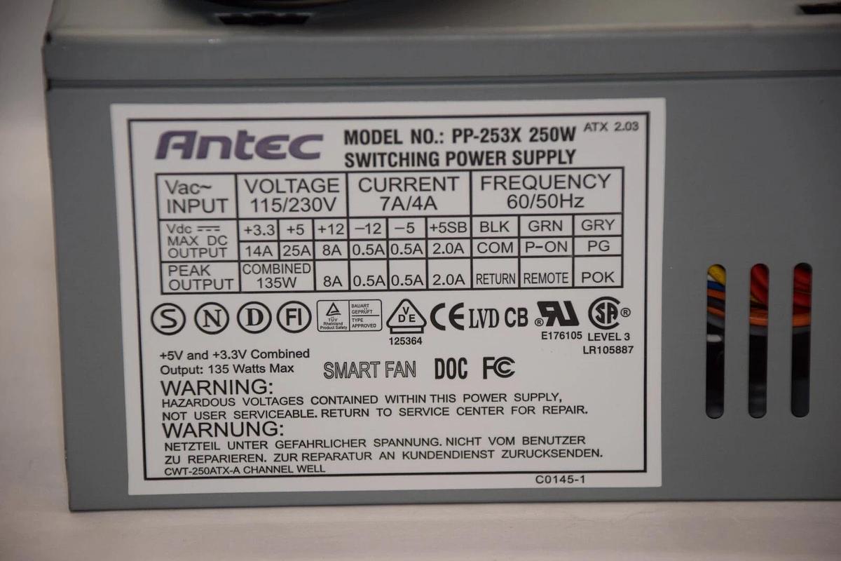 ANTEC PP-253X , PP253X 250W Switching Power Supply 115/230v NEW