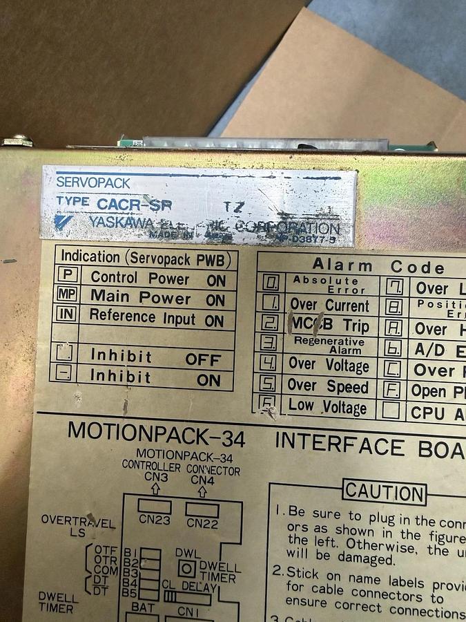 Used Yaskawa Drive ServoPack CACR-SR06TZ0SM CACR-SR06TZ6SM-E  .60kw .80HP