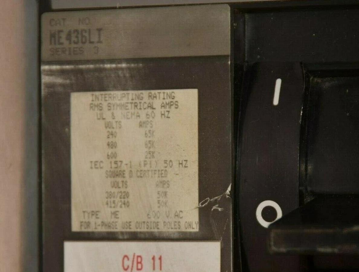 Used SQUARE D I-LINE ME436LI 400A 400 Amp A 600V CIRCUIT BREAKER 400A Trip ME4400RP