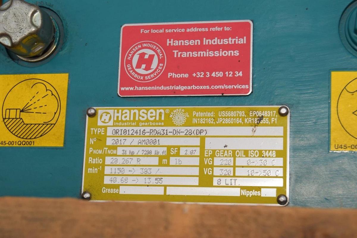 Hansen Gearbox Gear Box Reducer RDA31 ORI012416-RDA31-DN-28(DP) 28.267 R NOS