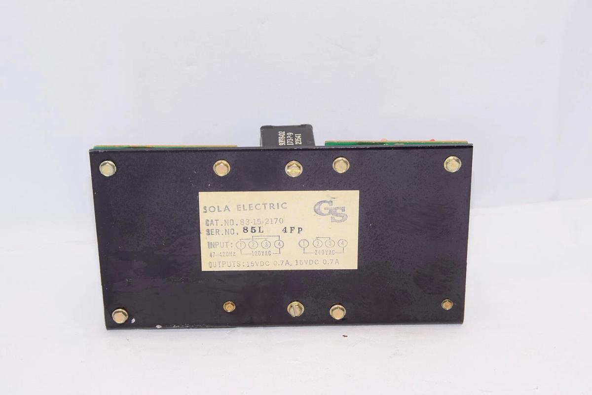Used SOLA ELECTRIC 83-15-2170 Input 120/240Vac Output 15vdc Power Supply Board