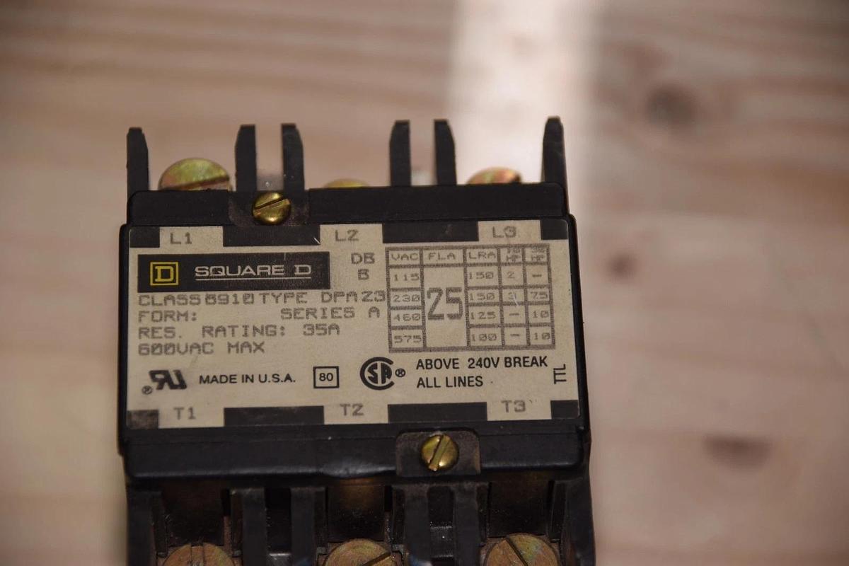 Used SQUARE D 8910 TYPE DPA23 SERIES A 35A 600VAC CONTACTOR