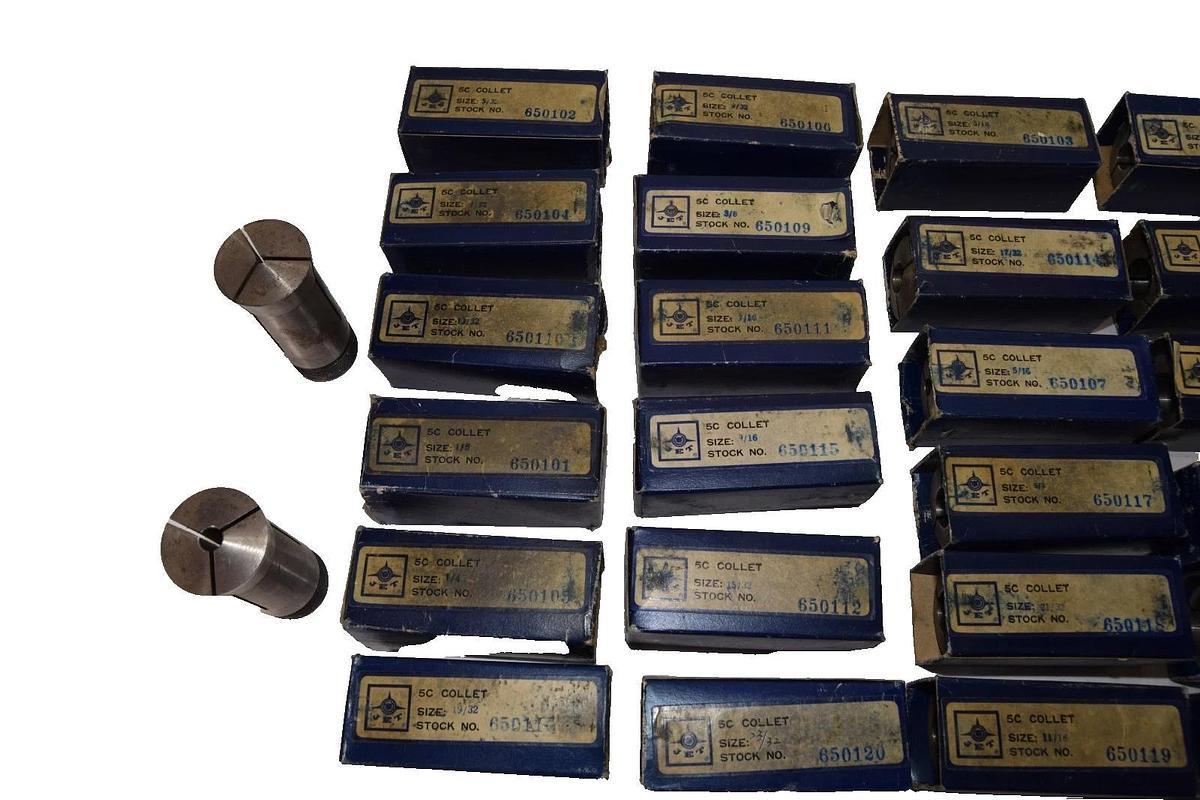 Used (Lot 25) JET 5C Collet Assorted Sizes 3/16, 1/2, 17/32, 3/4, 5/16, 13/16