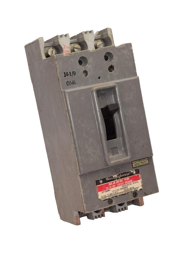 Used WESTINGHOUSE HF3070 70A Amp 3Pole Mark 75 Circuit Breaker *Chip*