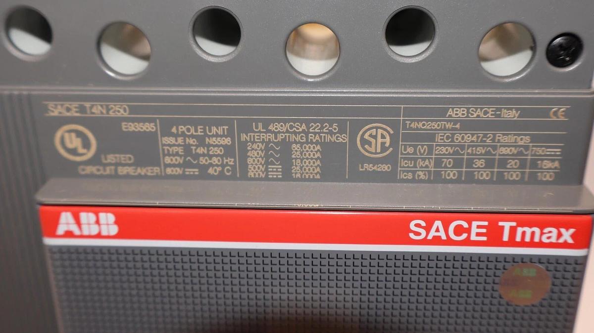 ABB T4NQ250TW-4 , T44P 250A 250 Amp SACE 4TN 250 Tmax Breaker (NEW)