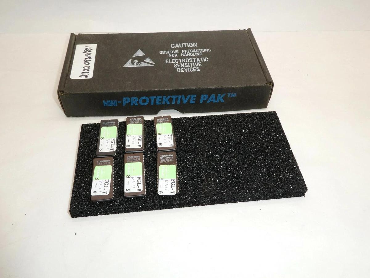 (NEW - Lot of 6) TOSHIBA TC57512AD-15 FGLV V1.11 Eprom 28 Pin 12.5V