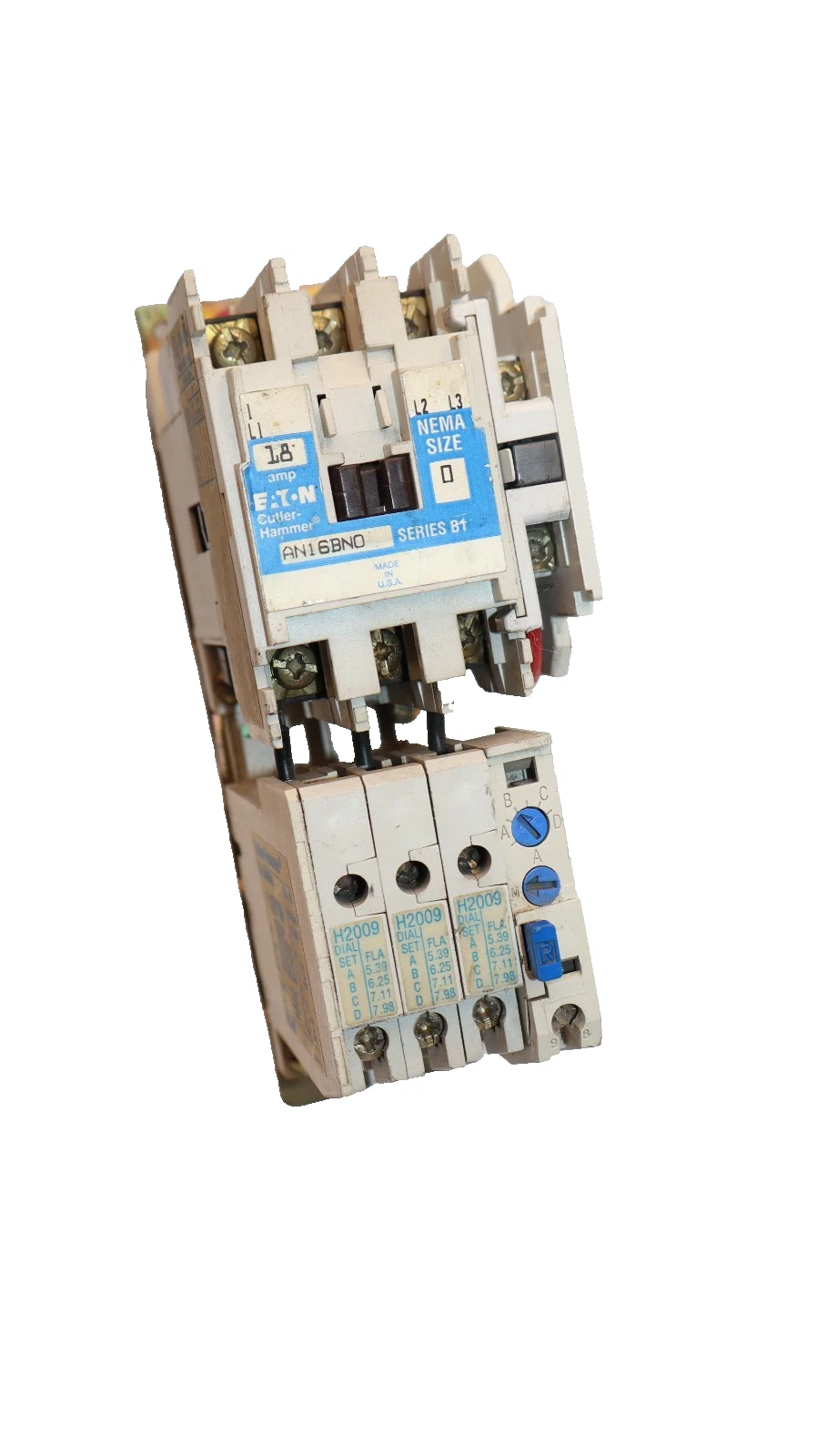 Used Cutler-Hammer Eaton Starter AN16BN0 Size Sz 0 600V 18A 18 Amp 120v coil AN16BNO