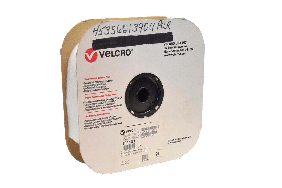 VELCRO 191181 2" x 25 Yard White Loop