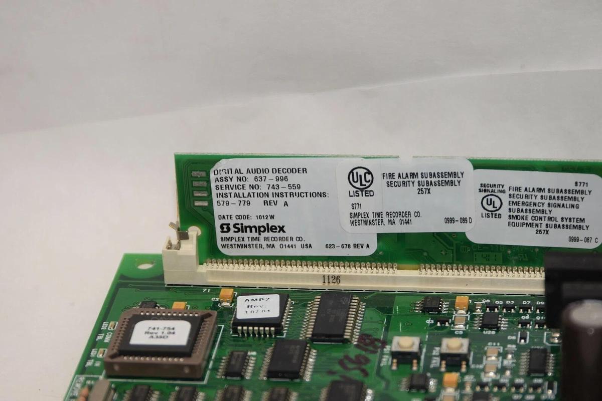 Used SIMPLEX 566-253 0566523 Flex Amplifier Assy w/ Decoder 637-996 Fire Alarm Panel