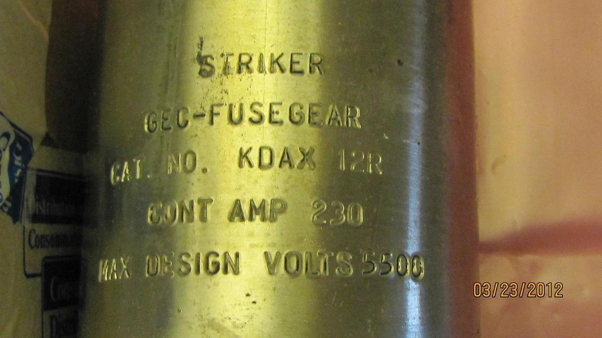 GEC STRIKER ENGLISH ELECTRIC FUSE KDAX 12R KDAX12R 230A 230 A 230 AMP NEW