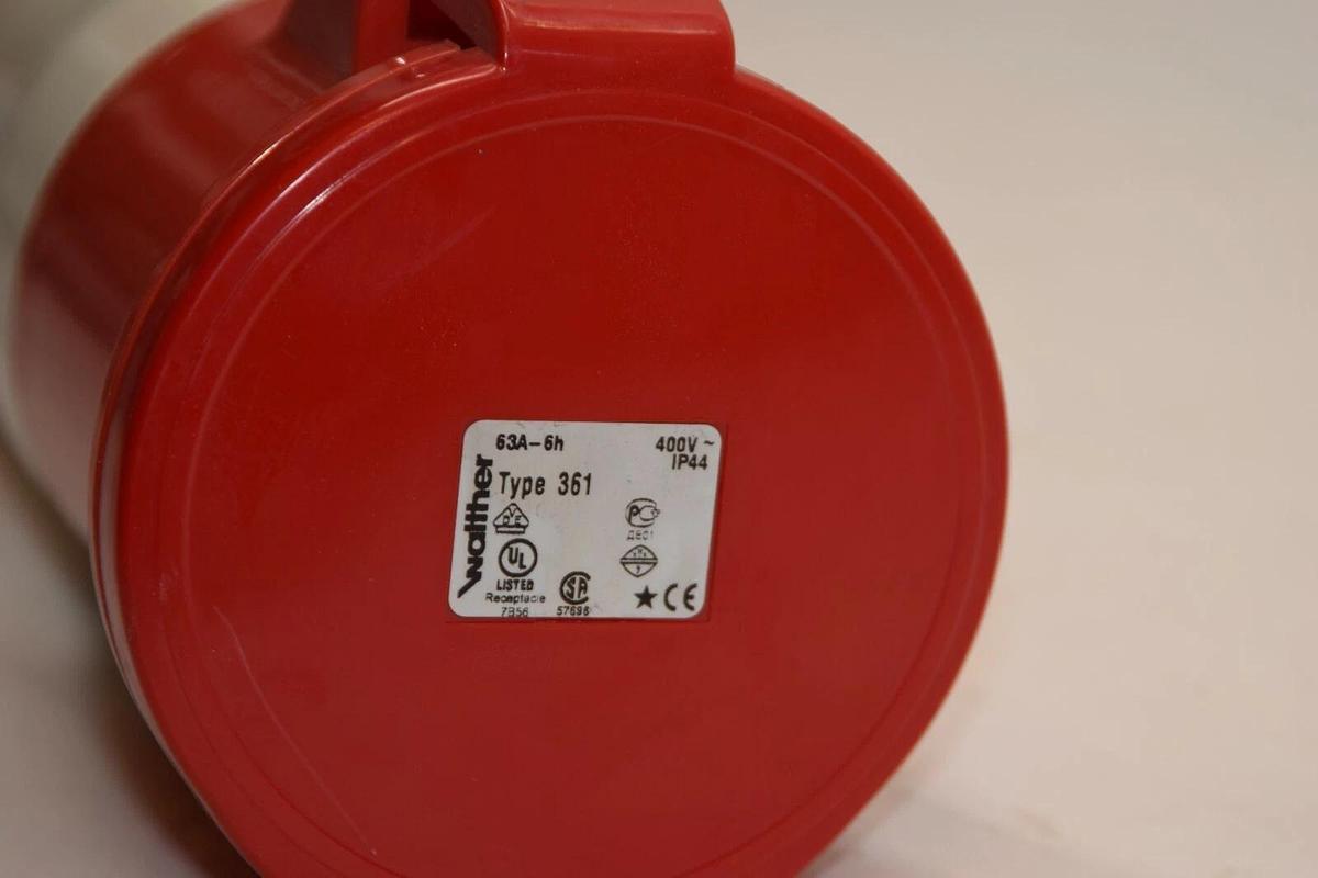 Used WALTHER 361 63A-6h 63A 400V Female Plug Receptacle