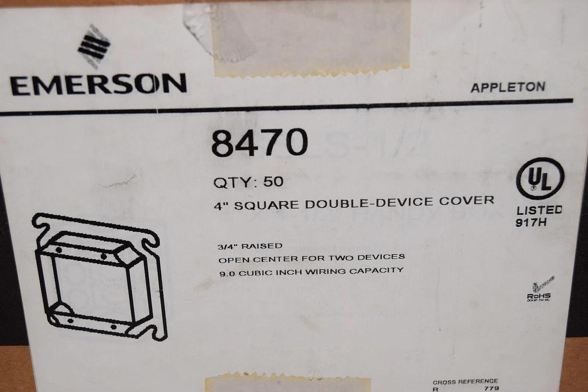 Emerson 4" Square Double-Device Cover 8470 (New Box of 50)