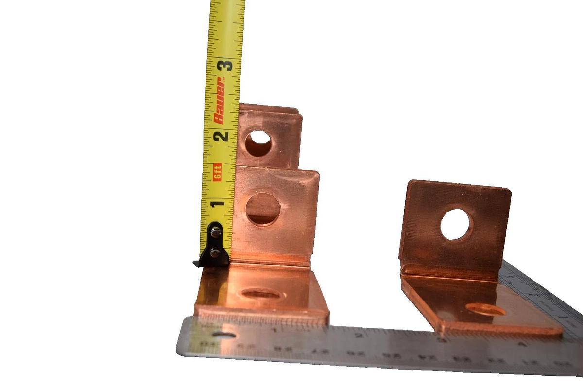 Used Buss Bar 1-5/8" x 1-7/16" x 3/16" 90° Degree L-Shaped Copper (Lot of 6)