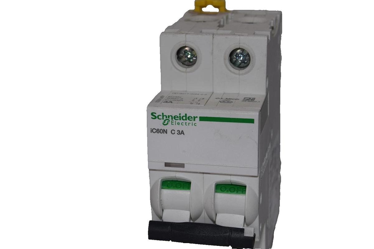 Used SCHNEIDER ELECTIRC iC60N C 3A 2 Pole 2P 400V Miniature Circuit Breaker