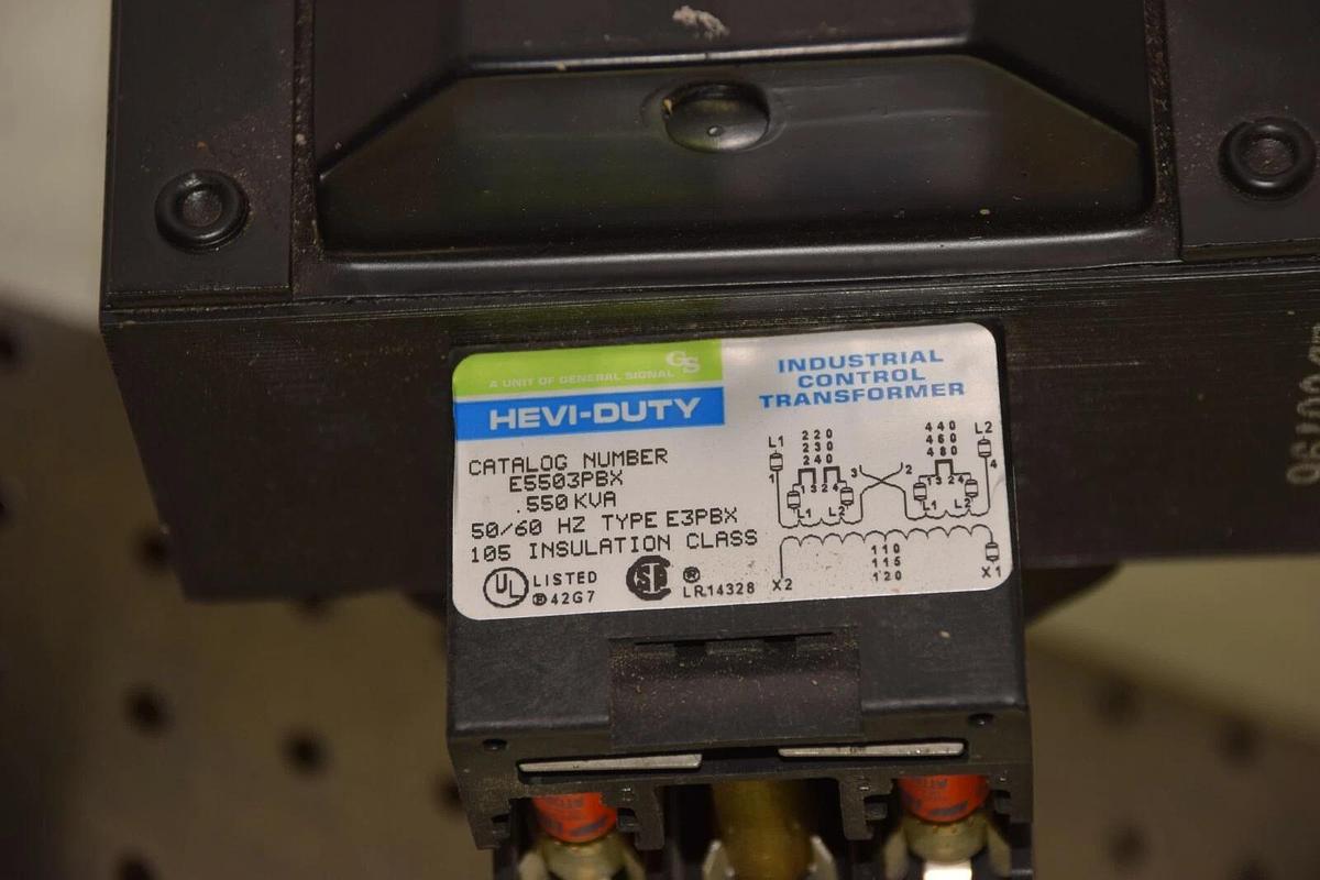 Used HEVI-DUTY E5503PXB .550kVA 50/60Hz CONTROL TRANSFORMER