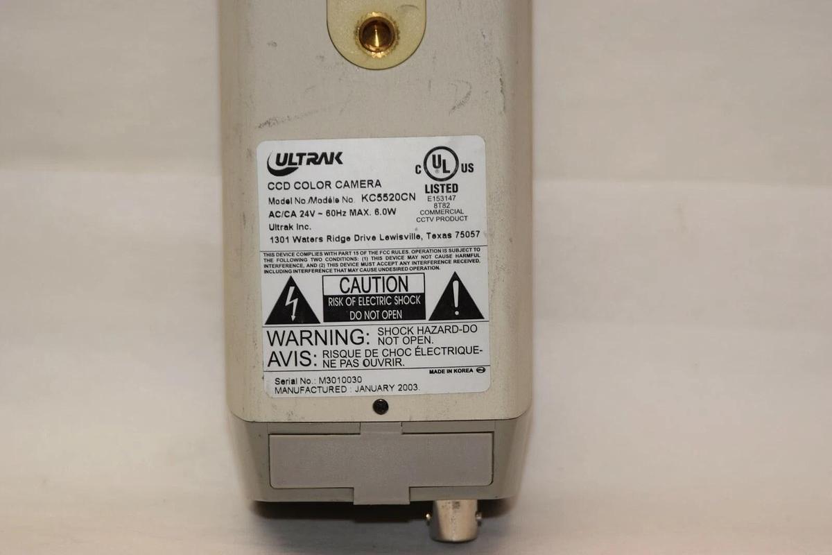 Used ULTRAK KC5520CN 24Vac 60Hz 6.0W CCD Color Camera