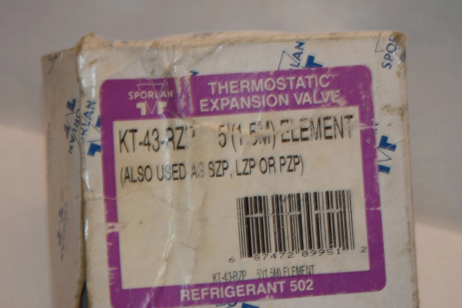 NEW SPORLAN VALVE KT-43-RZ 5'(1.5M) KT43RZ THERMOSTATIC EXPANSION VALVE