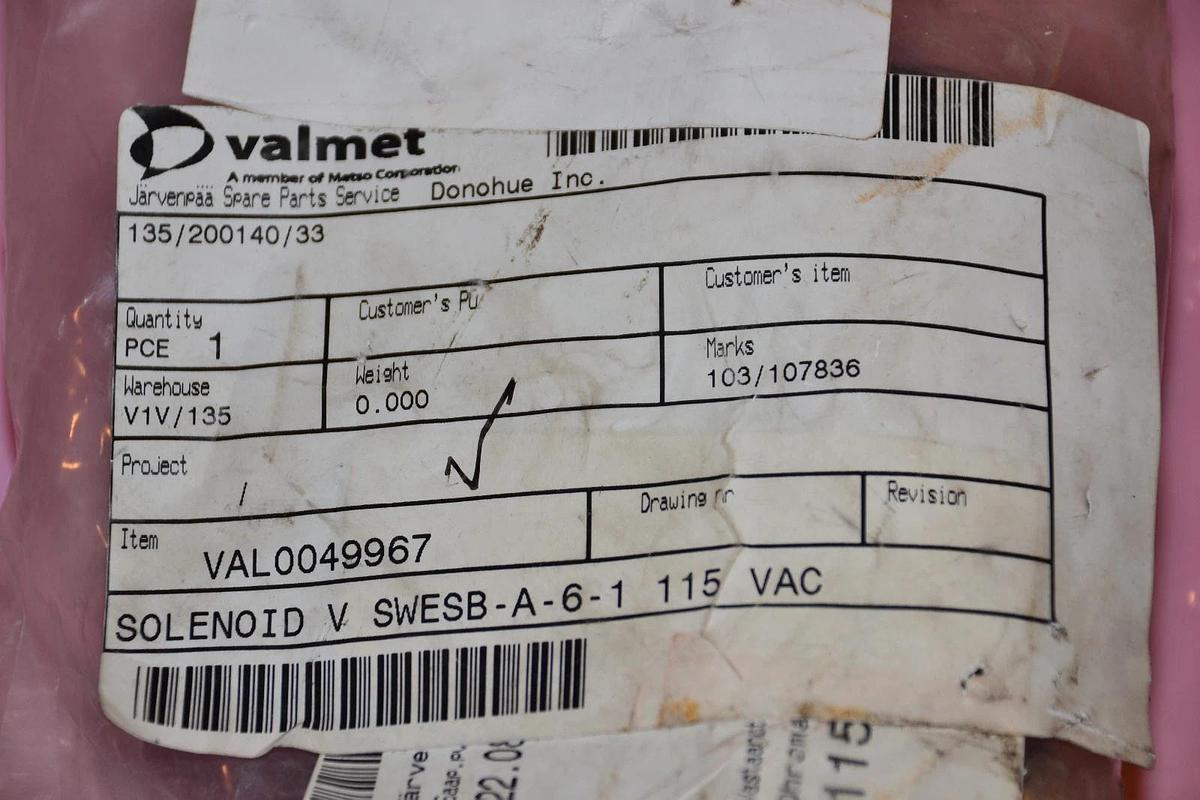 VALMET HYDROTECHNIK FRUTIGEN AG VALVE SWESB-A-6 SWESB A 6 SWESBA6 1 NEW