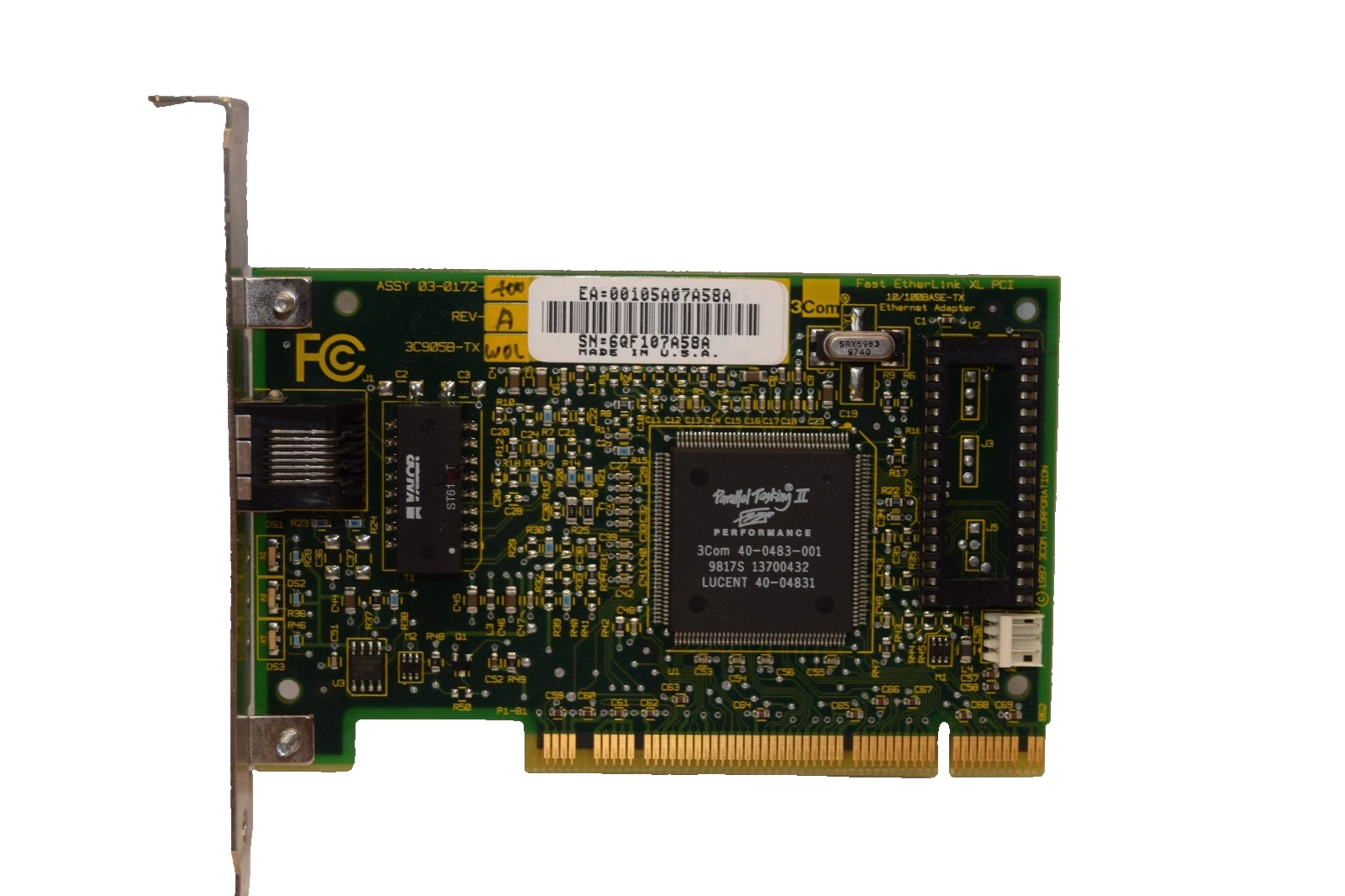 Used 3COM 3C905B-TXW0L Fast Etherlink XL PCI 10/100BASE-TX Ethernet Adapter