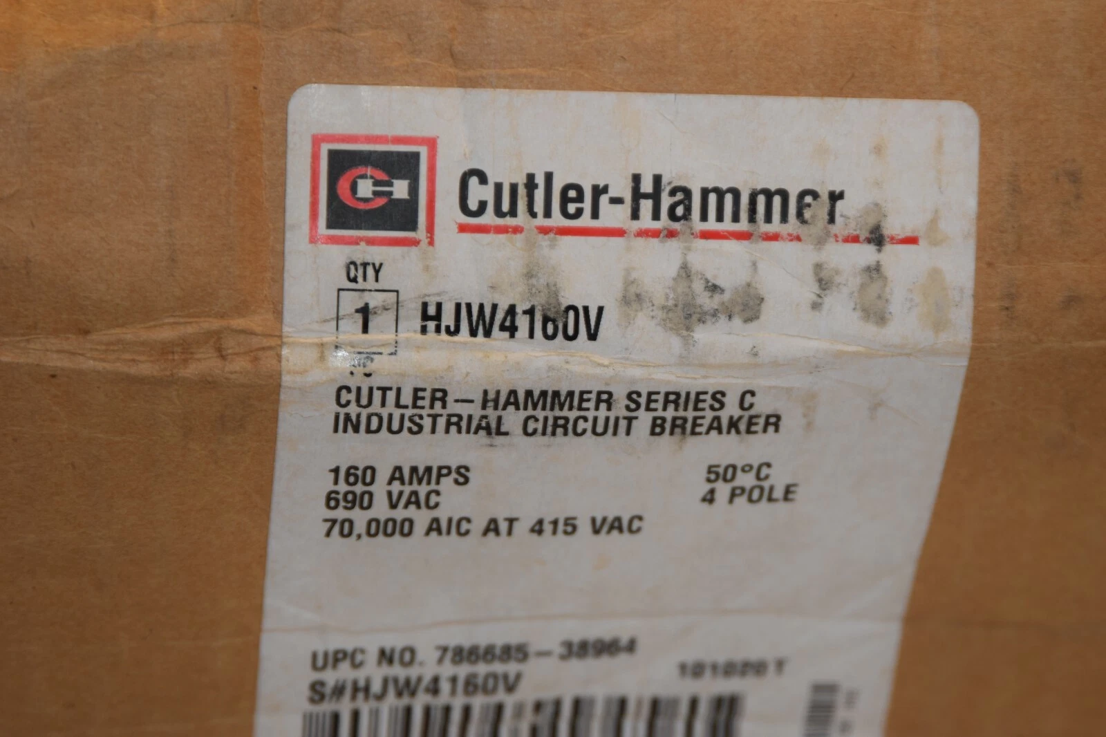 EATON CUTLER HAMMER HJW4160V HJW4250F HJW70K 4P 160A Amp Circuit Breaker (NEW)