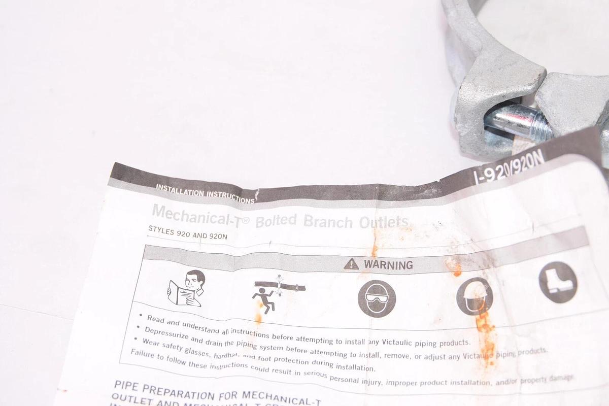 (NEW) VICTAULIC 4"to 1-1/2" 4"/114mm S/920N Mech.-T Bolted Branch Outlet Galv.