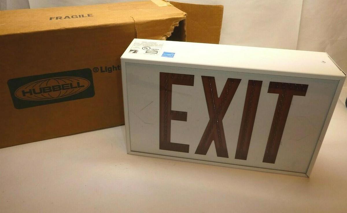 (NEW) HUBBELL PLED1ACRWW Led Direct View Exit Sign