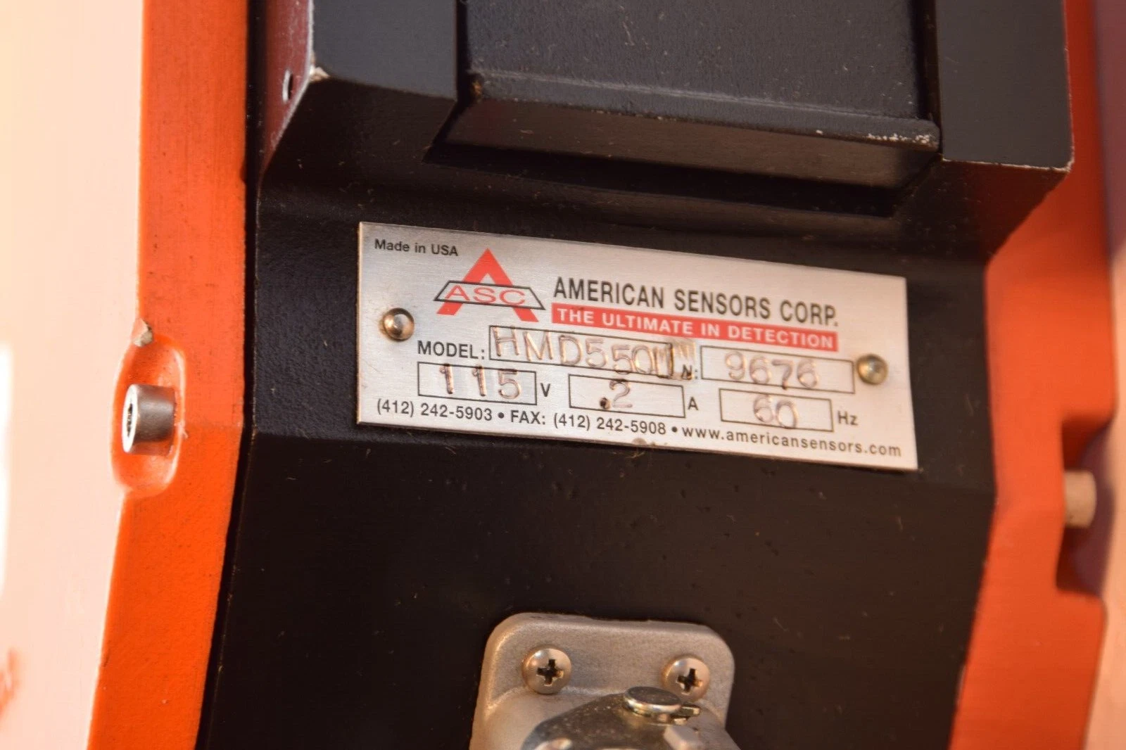 Used AMERICAN SENSORS HMD550LL 115V 2A 60Hz Hot Metal Detector