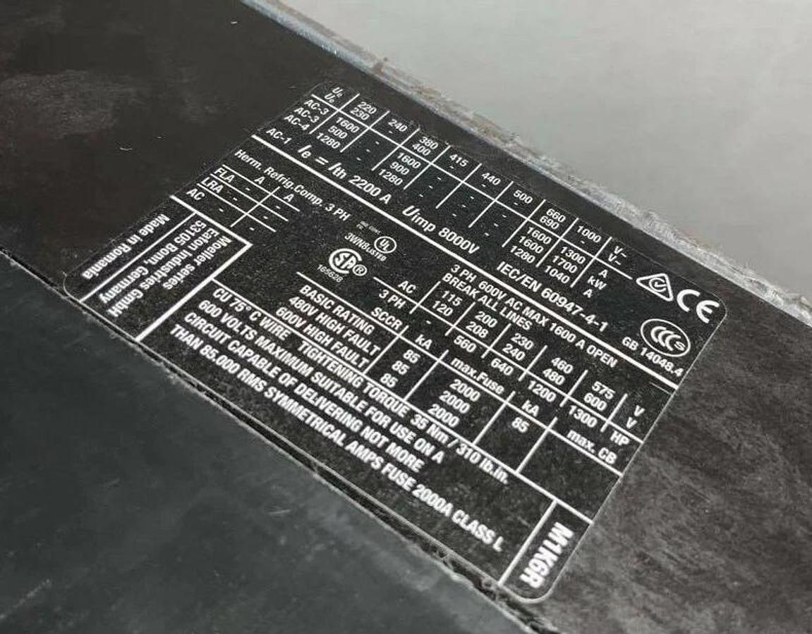 Used Cutler-Hammer Eaton DIL M1600 XTCEC16R  1600AMP  Contactor  DILM1600 XTCEC16R